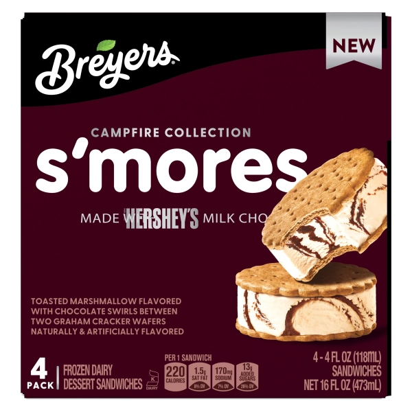 Breyers Campfire Collection S'mores Frozen Dairy Dessert Sandwiches