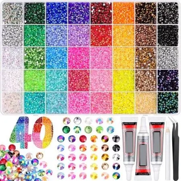 40 Color Jelly Rhinestones,3mm Multicolor Resin Flatback Gems Bedazzler Kit