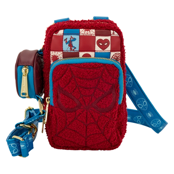 Spider-Man Sherpa Cell Phone Crossbody Bag with Coin Bag