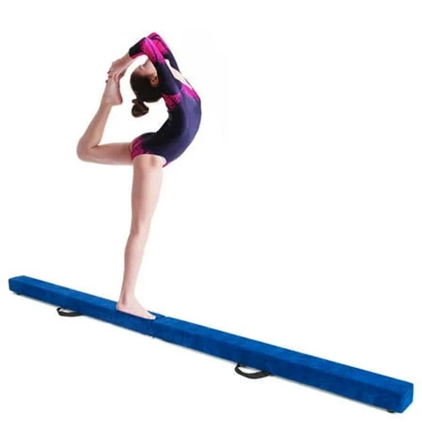 7 Feet Folding Portable Floor Balance Beam with Handles for Gymnasts - Blue