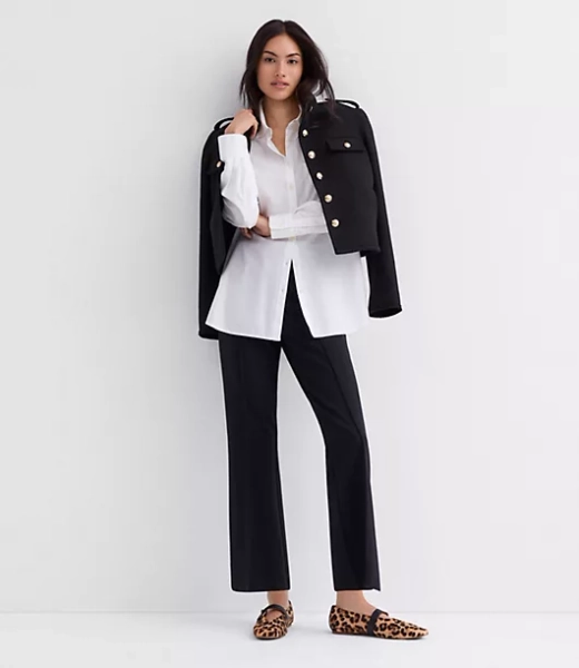 Pintucked Kick Crop Pants in Ponte