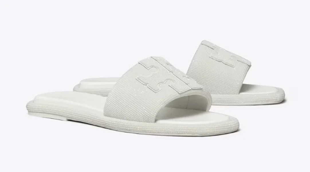 Pavé Double T Sport Slide in optic white/white, size 5
