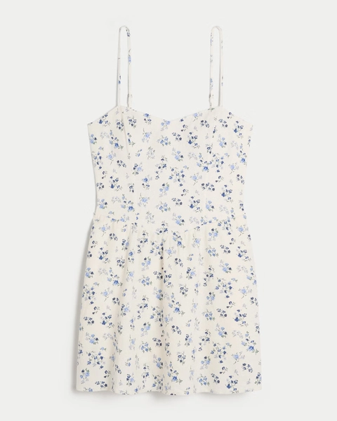 Open-Back Linen-Blend Skort Dress
