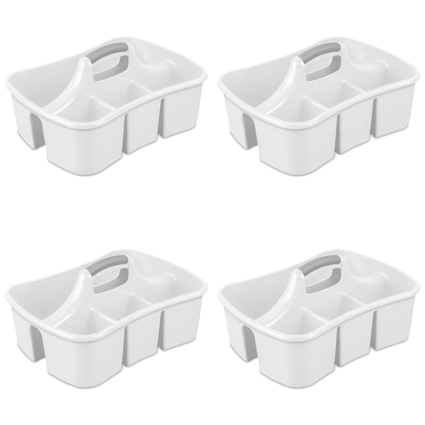 Sterilite Divided Ultra™ Caddy, Easy Carry, Handy Plastic Utility Storage, White, 4 Pack - Walmart.com