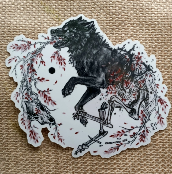 Endure Vinyl Sticker Decal Wolf Skull Dark Creepy Spooky Gothic Nature
