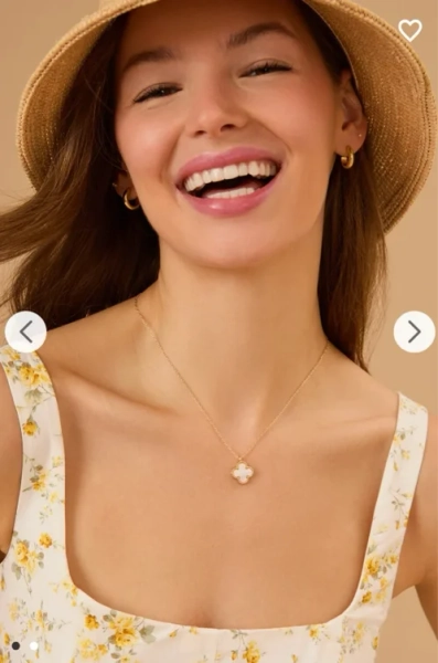 Mother Of Pearl Clover Charm Necklace