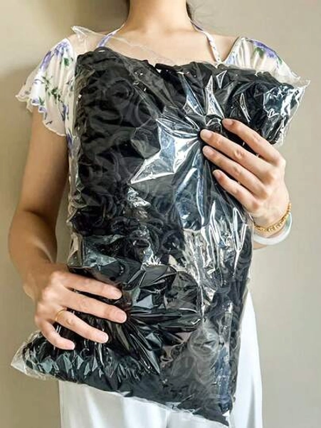 200pcs/10pcs Women's 4.3cm/1.69in All-Match Black High Elasticity Hair Ties, Fashionable And Versatile, Elegant And Minimalist Style Hair Accessories Suitable For Daily Wear, Casual, Party, Commute, Vacation, Washing Face, Bathing, Makeup, Hairstyling, Outfit Matching, Home Beauty Women Accessory Gifts, Ponytail Holders, Hair Elastics, Hair Rubber Bands, Scrunchies, Hair Rope ,Gym Sport Outfit