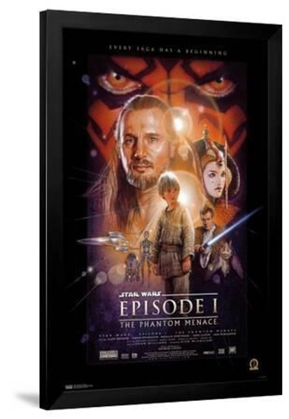 24x36 Star Wars: The Phantom Menace - One Sheet - Black Framed Art Print Wall Art, 24x36