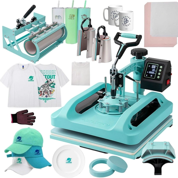 Combo 8 IN 1 T-Shirt Heat Press Transfer Machine 15"x15" Sublimation Swing Away