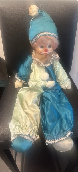 Vintage Clown Doll Soft Body 1980s 1990s Decorative Toy Collectible