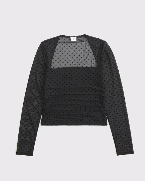 The A&F Ava Long-Sleeve Mesh Top