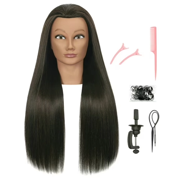 RYHAIR 30 INCH Brown 80% Human Hair Mannequin Head with Stand for Practice Braiding Styling Display