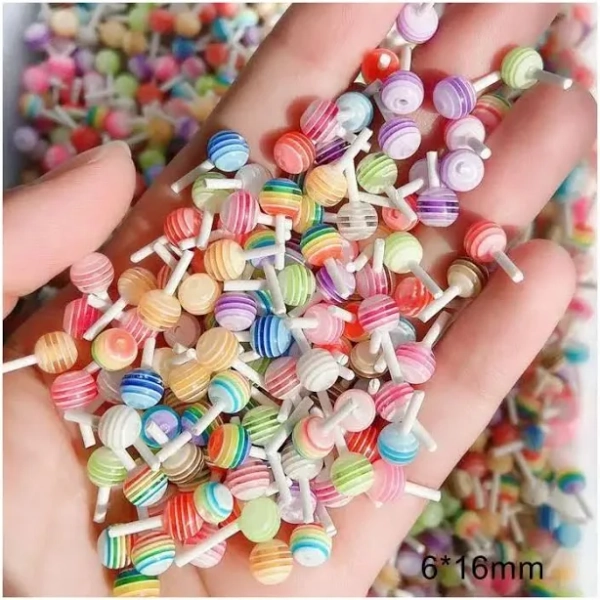 50Pcs Mini Colorful Little Lollipop Resin Gems Flatback Figurines Cabochon Scrapbook