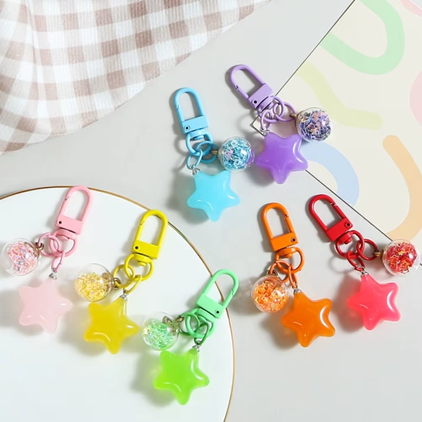 2pcs Metal Keyrings Buckle With Jelly Stars Bottle Pendant Colored Keychain For Diy Jewelry Making Key Accessories Wholesale - AliExpress 36