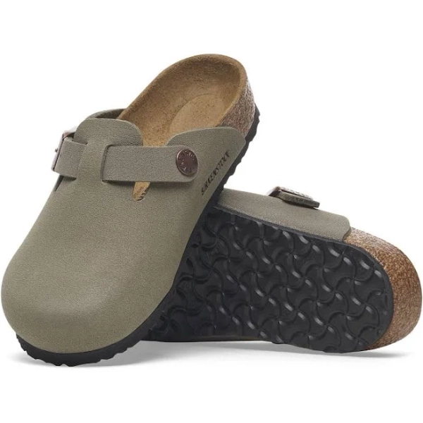 BIRKENSTOCK Kids Boston Birkibuc Stone Clogs