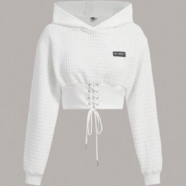 SHEIN Oversized Y2k Lace-Up Crop Hoodie