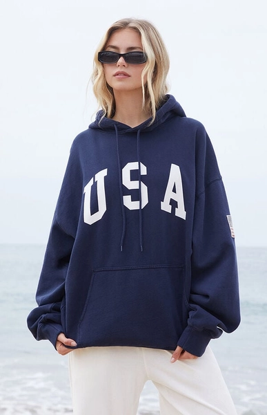 Navy Christie USA Oversized Hoodie
