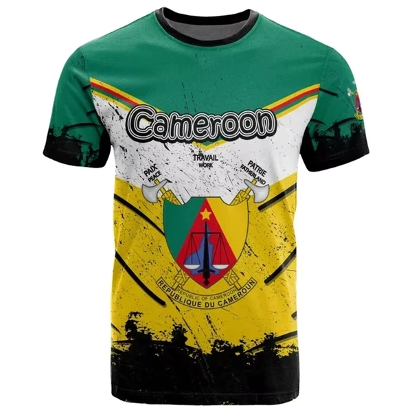 Cameroon Flag Men's T-shirt 3D Print Cameroonian National Emblem Tops Short-sleeved O-Neck Oversized Sports Tee Shirts Clothing - AliExpress 