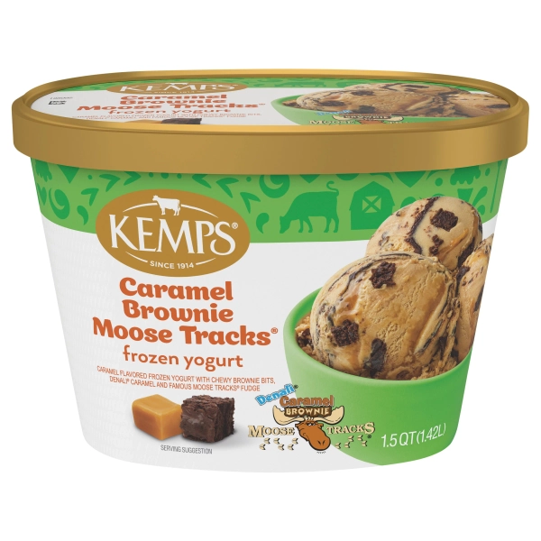 Kemps Caramel Brownie Moose Tracks Frozen Yogurt