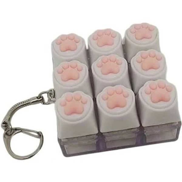 Vlrwzc Keyboard Fidget Toy, 9 Key Mini Sound Cat Paw Creamy Clicker Clickeez Keychain for Adults Triggers Stress Relief, Women's, Size: 6 cm