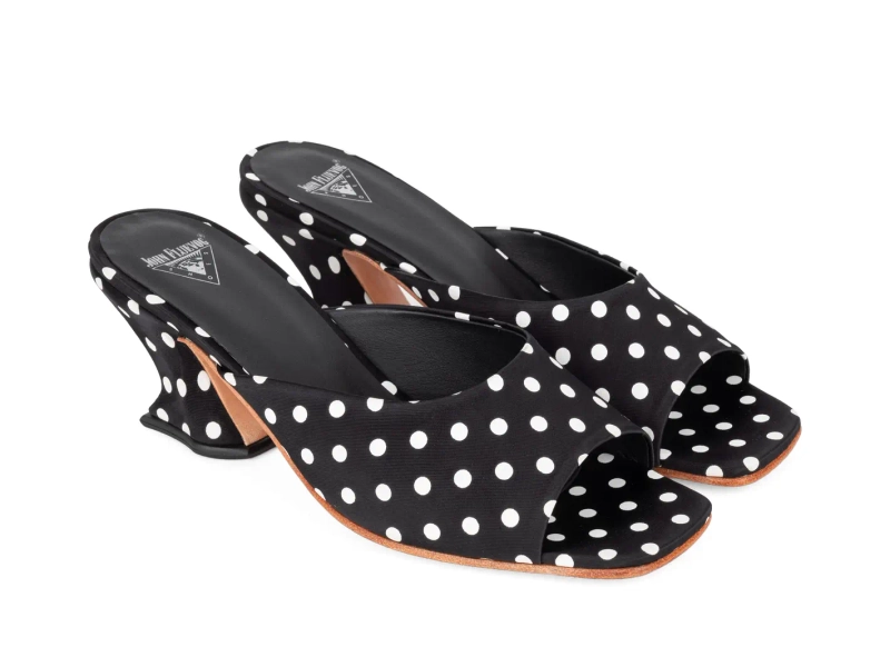 Jesterette - Polka Dot | Open-Toed Mule Heels | Fluevog Shoes