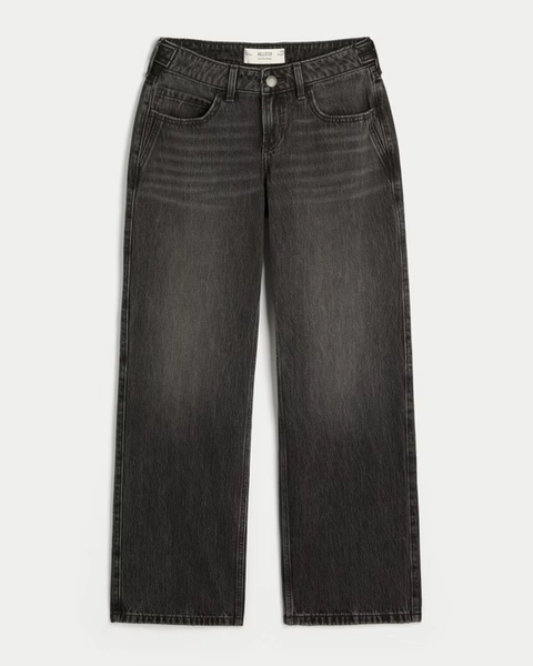 Hollister Andi Adjustable Waist Low-Rise Washed Black Baggy Jeans