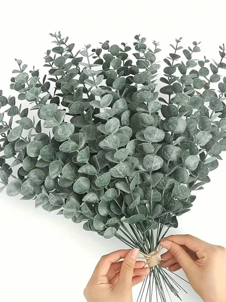 10/30/70Pcs Eucalyptus Stems Artificial Plants Faux Eucalyptus Branches Faux Eucalyptus Stem For Wedding Bouquet Home Decor, Spring Summer Decor