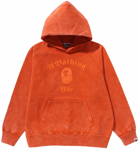 BAPE A Bathing Ape Overdye Pullover Relaxed Fit Hoodie Orange