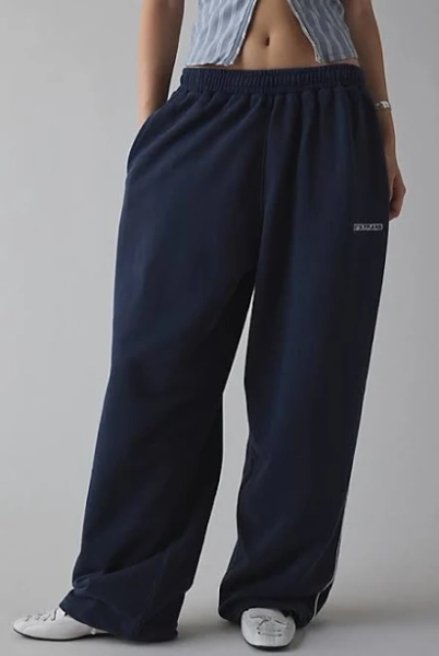 iets frans... iets frans... Harri Wide Leg Jogger Pant in Blue Cotton, Women's XL at Urban Outfitters