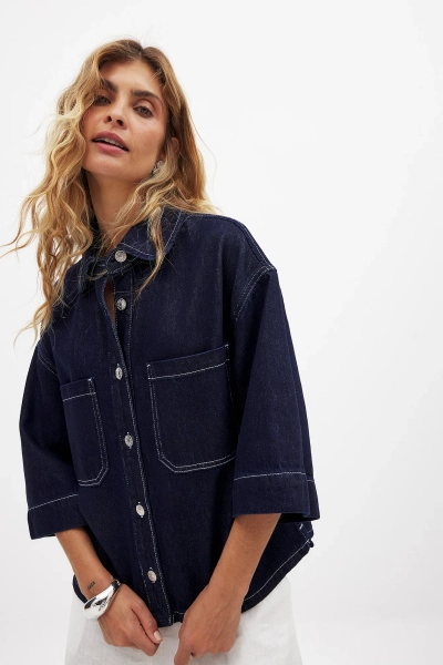 Boxy denim overhemd