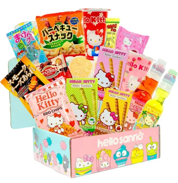 Hello Kitty Cute Mystery Snacks Candy Drinks Gift Box Crate Sanrio