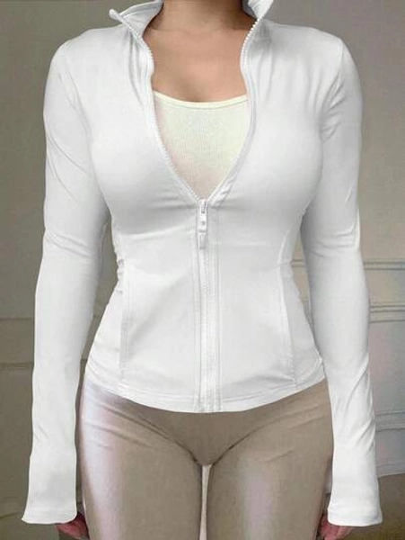 DAZY Women's Casual Sports Zipper Jacket, Regular Fit, Spring,Fall Women Clothes