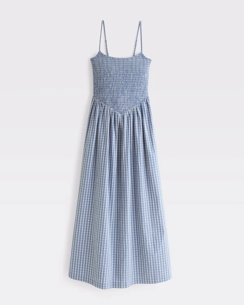 A&F Sydney Smocked Dipped-Waist Midi Dress
