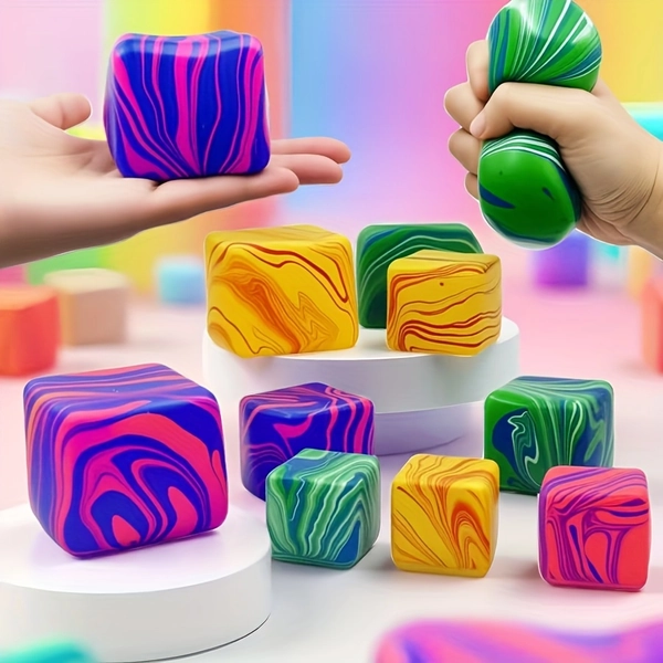 Lava Cube Squeeze Toy, Sensory Toy, Spinny  - for Kids and Adults, ADHD, Autism - Durable TPR Material, 3 Sizes Available (Small, Medium, Large) - Soothing Fidget Spinner, Soft Texture, Swing Design - Party Gift for Boys and Girls