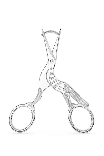 Stork Scissor Earrings in Silver