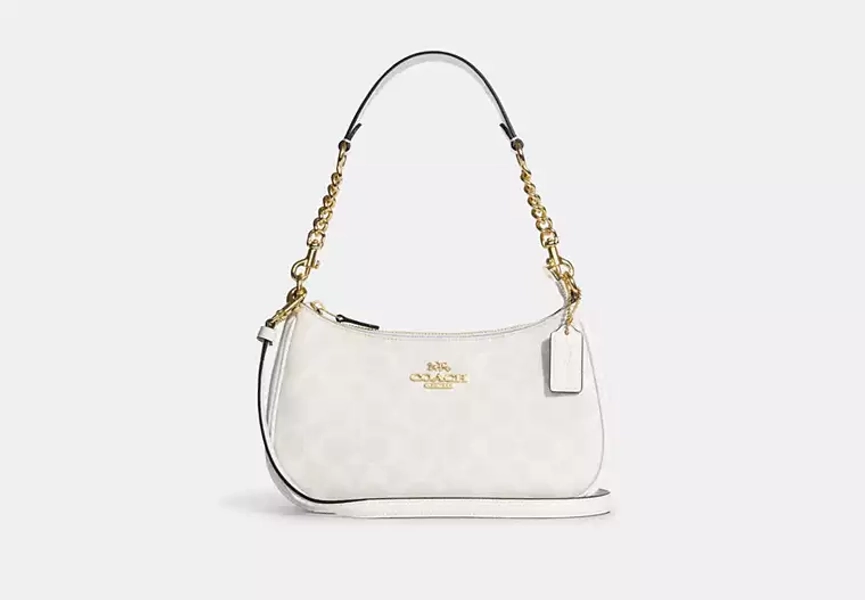 Gold/Chalk/Glacier White Teri Shoulder Bag In Signature Canvas