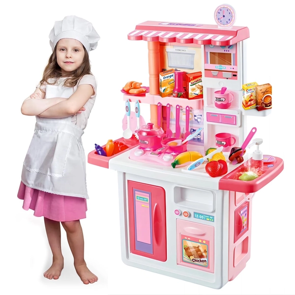 JBeeCtrl Play Kitchen Set for Kids Girls 33Inch Pink Toy Pretend Food Kitchen Toys Gift for Toddlers Girls Boys Age 3 4 5 6 7 - Walmart.com