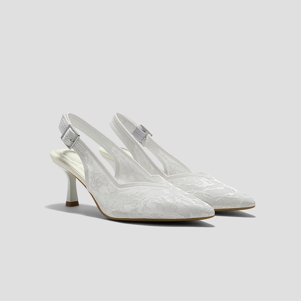 Pointed-Toe Lace Reborn™ Slingback Heels (Addison) - US Size 5