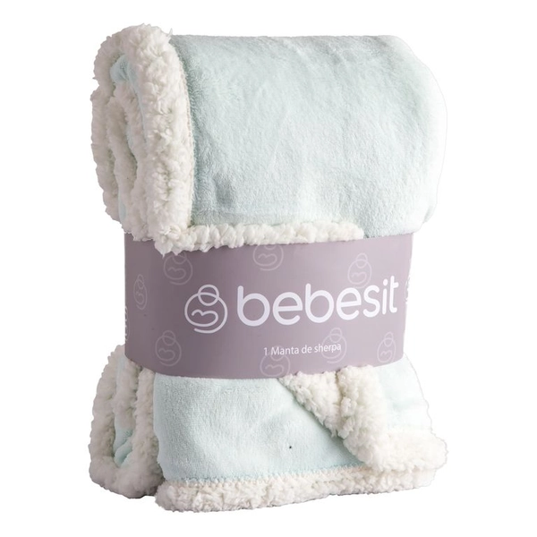 Manta Sherpa Bebe Hipoalergénica 91*127 cm Celeste Bebesit
