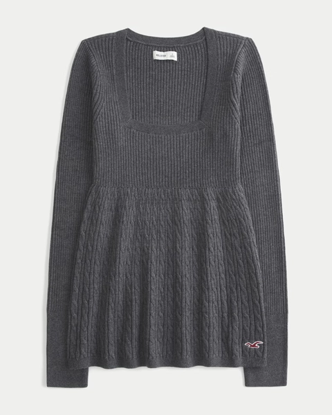 Long-Sleeve Square-Neck Babydoll