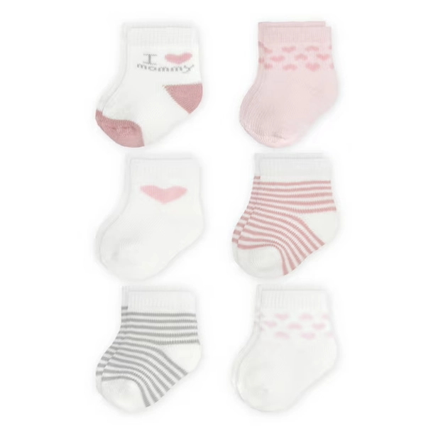 Carter's Child of Mine Baby Girl Mommy Crew Cut Socks, 6 Pack, Sizes Newborn-6 Months