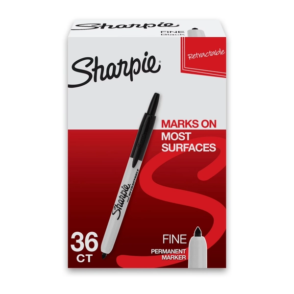 Sharpie® Retractable Permanent Markers, Fine Point, Black Ink, Pack Of 36 - Walmart.com