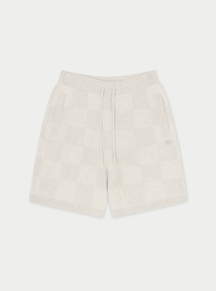 KNITTED CHECKERBOARD SHORTS - GREY