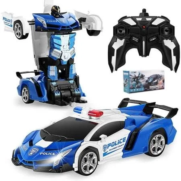 Transformer Car Toys for 4 5 6 7 8 Year Old Boys, Remote Control Car Toys for Kids Christmas Gifts, Size: One size, Blue