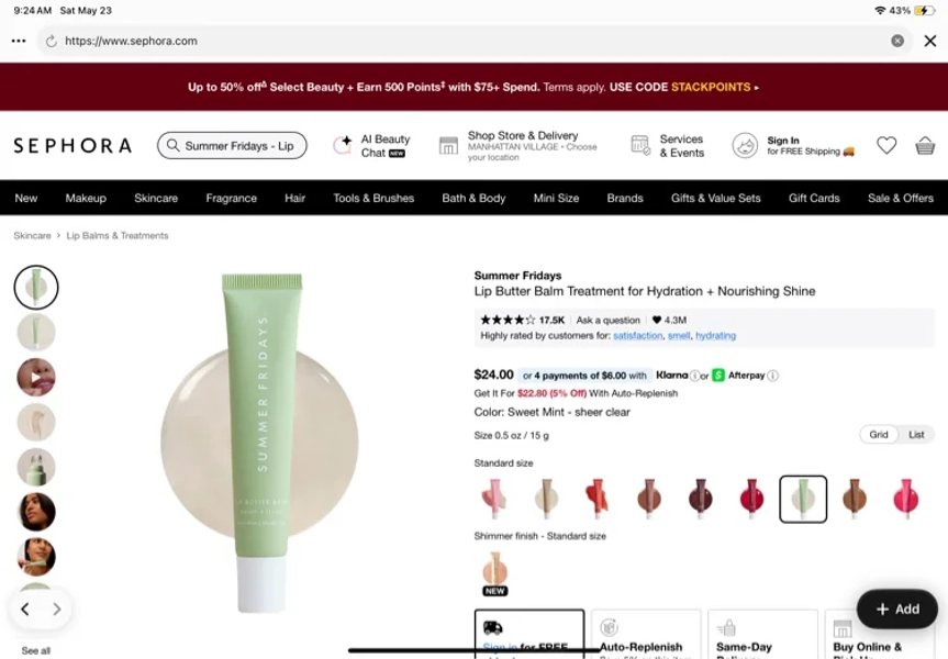 Lip Butter Balm Treatment for Hydration + Nourishing Shine - Toasted Marshmallow
