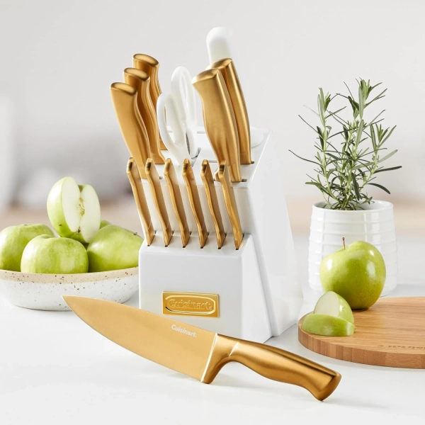 Cuisinart Professional 15pc Cutlery Block Knife Set, Steel Blades , Lightweight, Stainless Steel, Durable & Dishwasher Safe