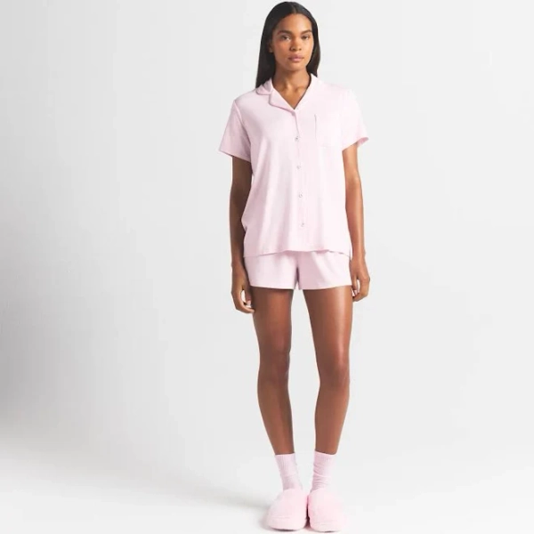 Women's SKIMS Sleep Short Sleeve Button Up Set Bloom