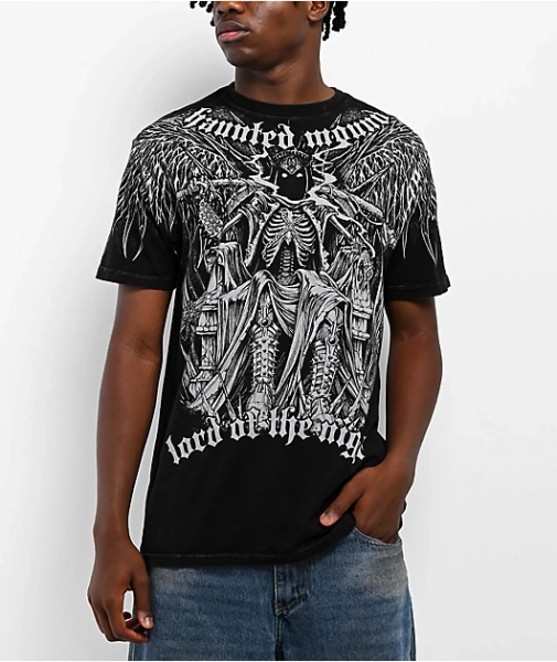 Affliction x Haunted Mound King Reaper Black Wash T-Shirt