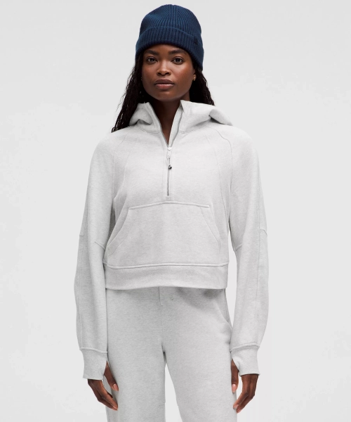 Scuba Oversized Half-Zip Hoodie - Heathered Core Ultra Light Grey - XL/XXL