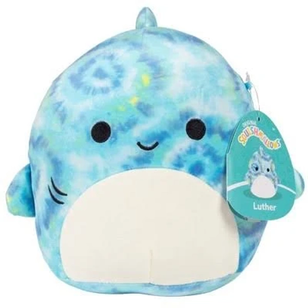 Squishmallows Original 8-Inch Luther Blue Tie-Dye Tiger Shark Plush